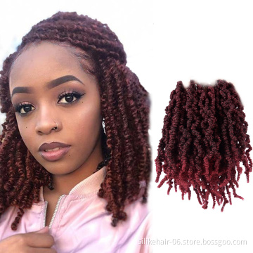 Hot Silky Red Brown 10inch Pre twisted Spring Braids Fluffy Short Curly Passion Twist Crochet Braiding Synthetic Hair Extensions